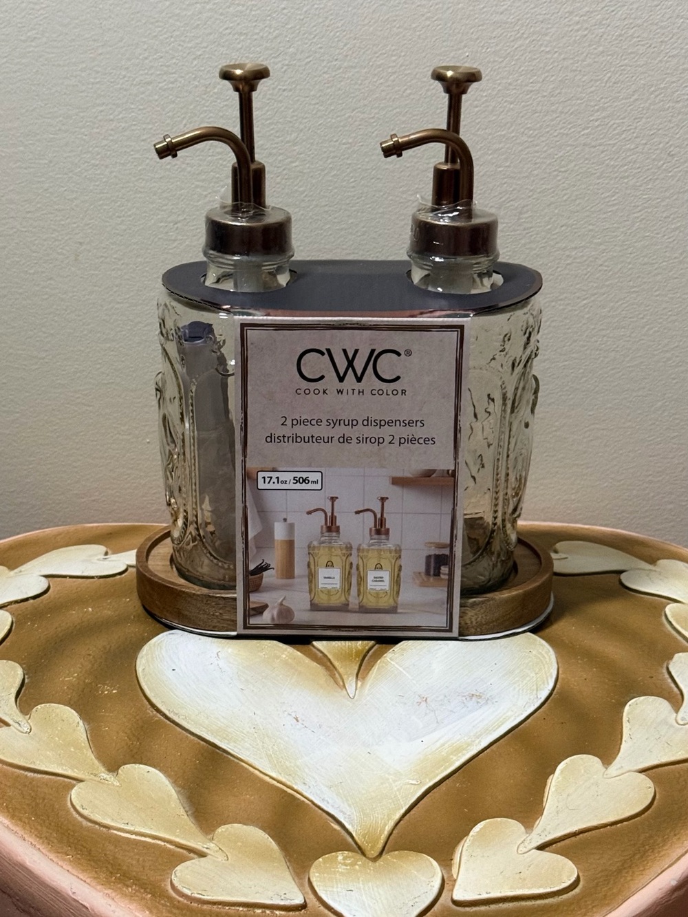 CWC Home Halloween Gray Glass 2 Piece Syrup Dispensers with Ghosts & Skulls